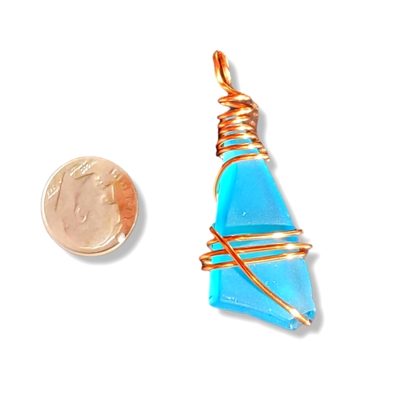 Blue Sea Glass Necklace - Picture 4 of 7